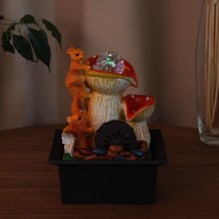 Fountain "Squirrels at the fly agaric" 22x16 cm (with backlight)-2