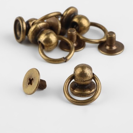 The holster screw d = 6/8 × 9 mm, with a ring d = 10 mm, 4 pcs, bronze color-1