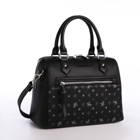 Women's bag on the zipper David Jones, 2 external pockets, black color-2