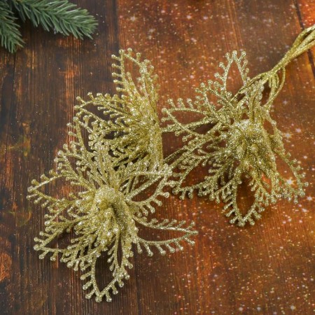Flowers artificial shine "Three lilies" 10.5x60 cm, gold