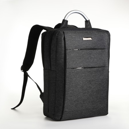 City backpack on a zipper, 2 pockets, with USB, black color-2