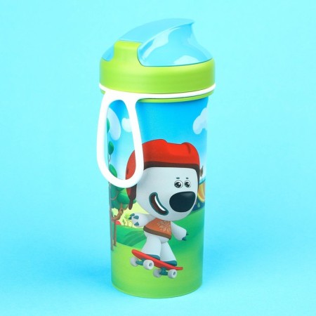 Children's bottle "Mi-Mi-Mim", 400 ml., With a loop, green color-1