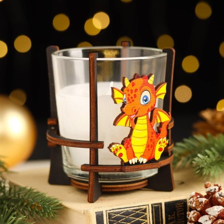 Aromatic candle in a glass on the stand "Dragon", 9.5x9.5x10 cm