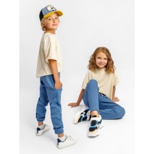 Children's costume jump (T-shirt, trousers), height 92-98 cm, cream color, blue