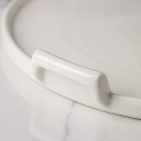 Ceramic dish with a lid-pipe for desserts Valencia, 31 × 28 × 19 cm, white color-4