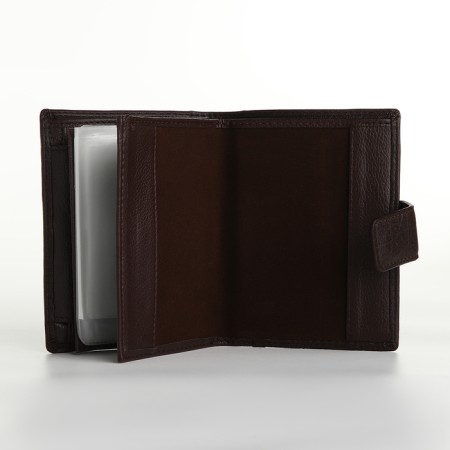 Male purse on magnet 3 in 1, department for auto documents, passports, brown color-5