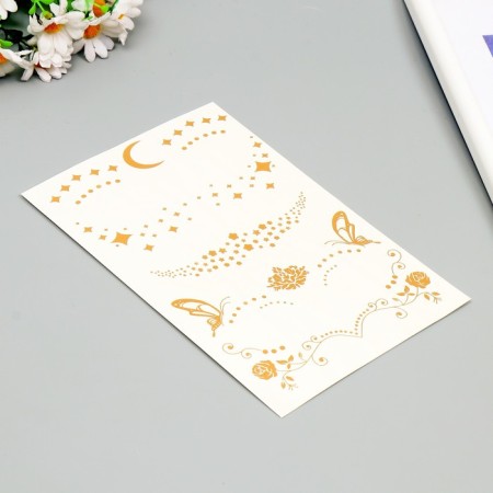 Tattoo on the body gold "Fresh-star" 26x14.5 cm-1