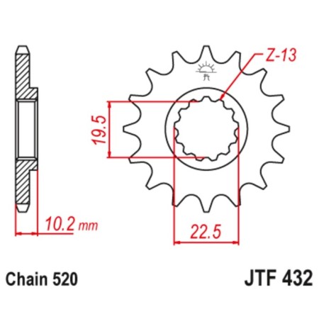 Front star jt, for 520 chains, presenter, 15 teeth