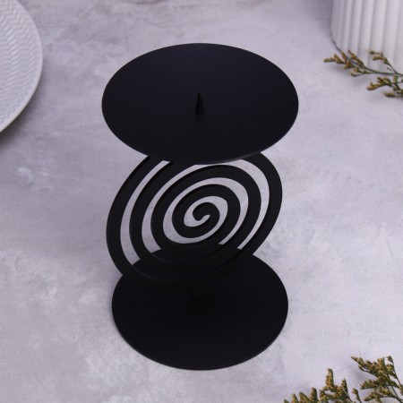 Spiral candlestick 11x10x16cm, black-2