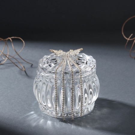 Casket glass "Butterfly with a train" silver 7.5x7.5x7 cm