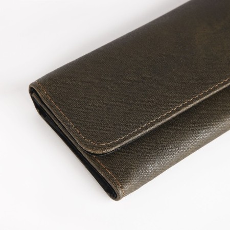 Women's wallet on the button, brown color-2