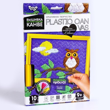 A set of creative creativity “Embroidery on a plastic canvas. Owl "Series Plastic Canvas