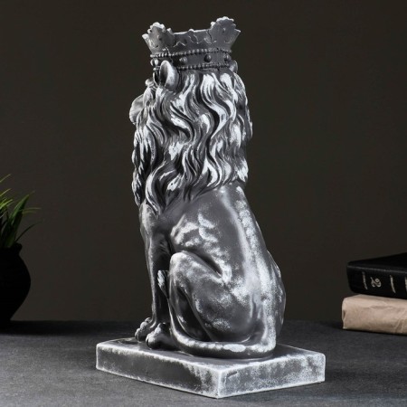 Piggy bank "Leo with the crown" Gray stone, 19x14x35cm-2