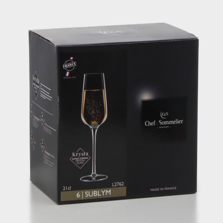 A set of fuepers for champagne Sublum, 210 ml, crystal glass, 6 pcs-7