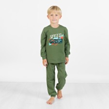 Pajamas: Longslit and trousers for boys Basic, height 86-92 cm, Khaki color
