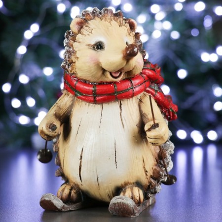 New Year's figure "Hedgehog skiing in a scarf" 8x8x16cm