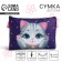 Children's bag for a girl "Tender cat", eco-leather, blue, 16x11 cm