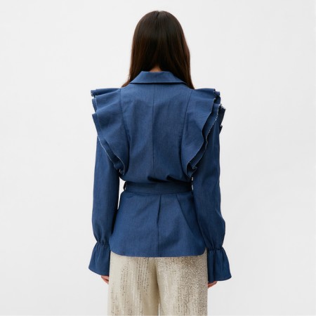 Women's jeans shirt with wax mist, p.48, blue-5