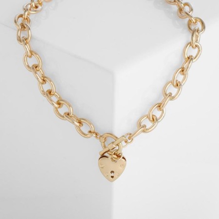 Pendant "Chain" heart with a pattern, color gold, 45 cm