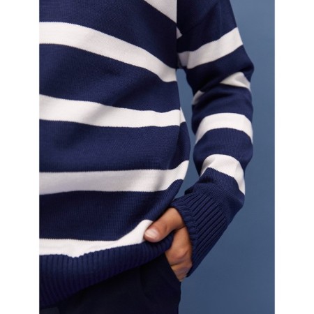 Sweater Knitted Children's Amarobaby Strip, Height 128 cm, Blue Color-13