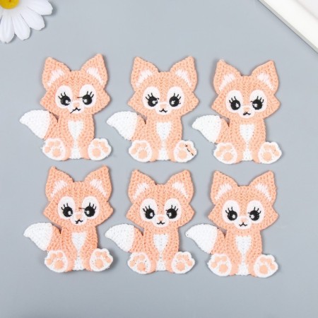 Decor for creativity textile embroidery "foxes" 7.5x5 cm-2
