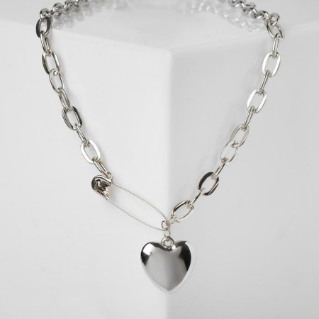 Piece "chain" heart on a pin, color silver, 50 cm