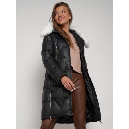 Coat insulated winter female, size 50, black color-15