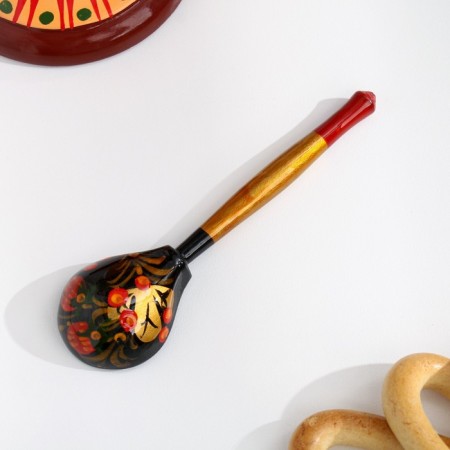 Sugar, with a spoon, 10 × 9 cm, Khokhloma-4