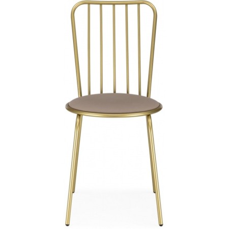 Chair on a metal frame Avalon Metal/velor, gold/beige 39x48x86 cm-1