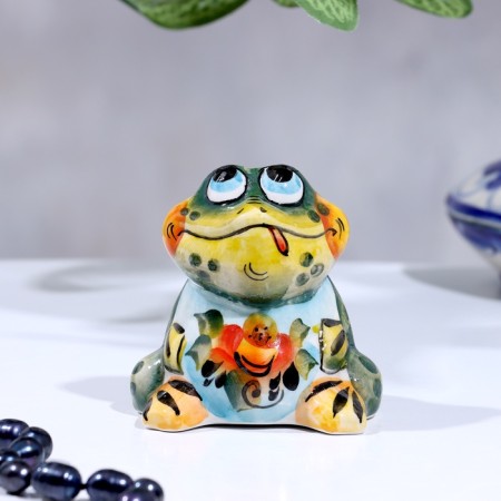 Souvenir "toad", medium, 6 cm, color, gzhel-3