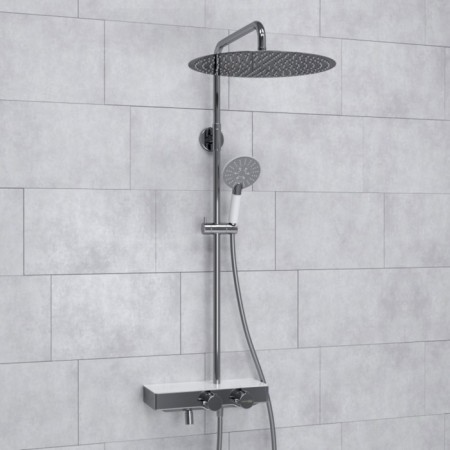 The shower system wasserkraft a113.117.058.ch Thermo, tropical shower, thermostat, chrome-1