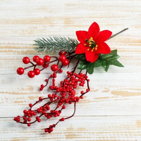 Decor "Winter Magic" Flower needles of berry, 26 cm