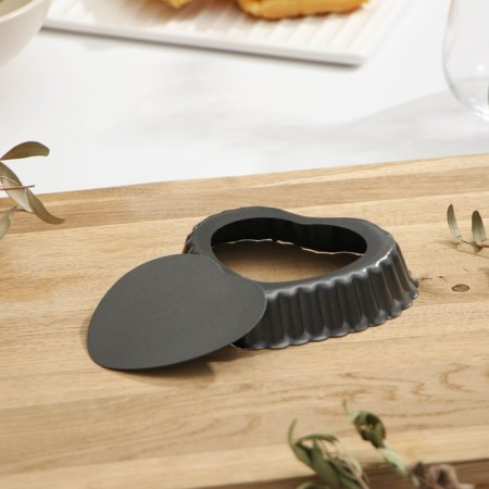 Baking form "Jacqueline. Called heart ”, 11 × 2 cm, removable bottom, anti -stick coating, black color-3