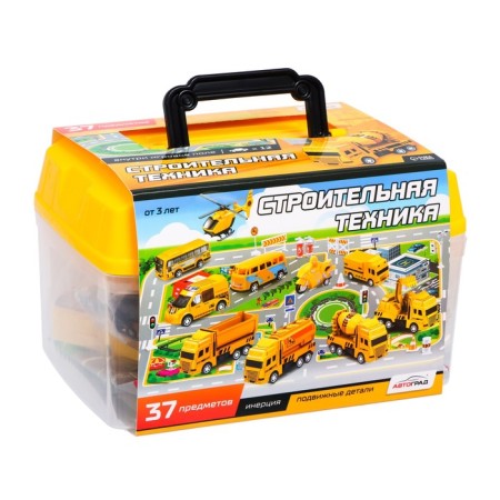 Set of game "Construction equipment", machines 12 pieces, road signs, playing field-6