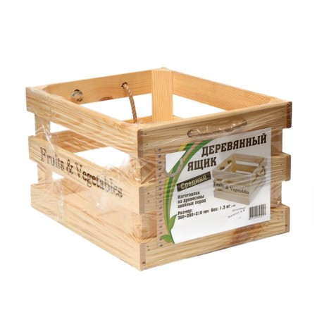 Box for vegetables and fruits, 35 × 28 × 21 cm, wooden, Greengo-4
