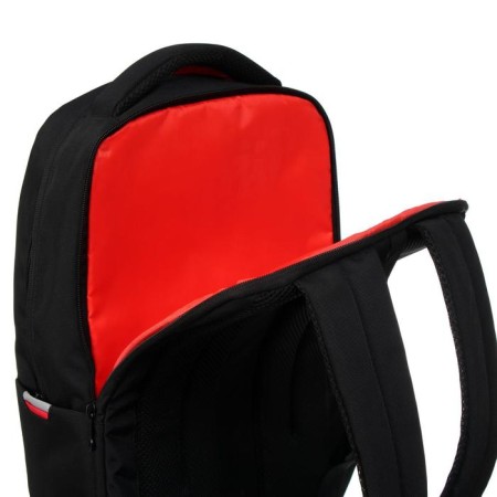 Youth backpack, 41.5 x 29 x 18 cm, Grizzly 134, ergonomic back, laptop compartment, black/red RU-134-1-10