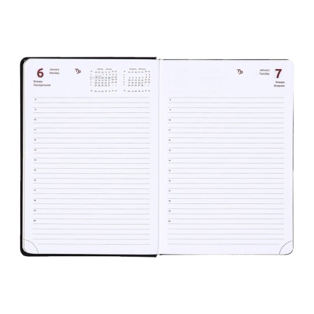 Dated diary 2025, Devente. Flag, A5 168 sheets, Devente. Duo, a hard cover to leatherette with foam rubber, silkography, perforation, liesse, block 70 g/m2-10