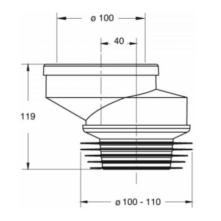 Pipe for the toilet "Sanax" 2353, eccentric, oblique, d = 110 mm, l = 110-500 mm-1
