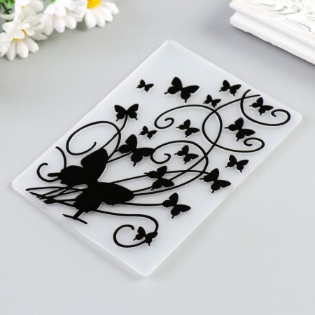Embosing stencil plastic "Roy butterflies and curls" 10.5x14.8 cm-1