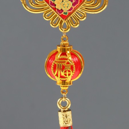 Plastic suspension, textiles "Chinese flashlight and knot - for happiness" 4.2x8.2x39 cm-2