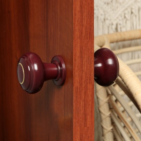 Plastic door handle, d = 70, cherry color with pattern-3