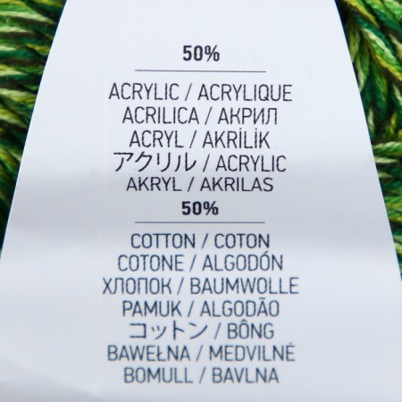 Baby Cotton Multicolor yarn 50%acrylic, 50%cotton 165m/50g (5207 Green Melange)-3