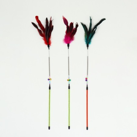 Drawing with feathers and 2 metal. tambourines and double pen (hard/flexible), 60 cm, mix-4