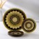 Set of table 7 objects "Mehendi", d = 30 cm - 1 pc, d = 18 cm - 6 pcs, black color with golden