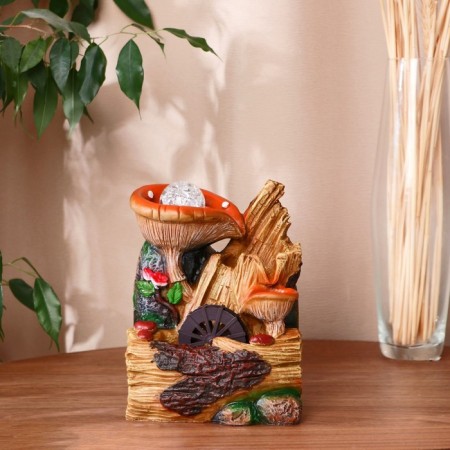 Fountain "Mushrooms on the logs" 12x15x20 cm (with backlight)
