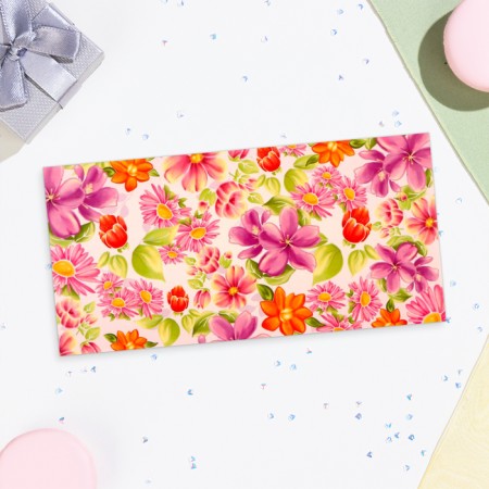 Money envelope "Universal" purple flowers, 16x8 cm