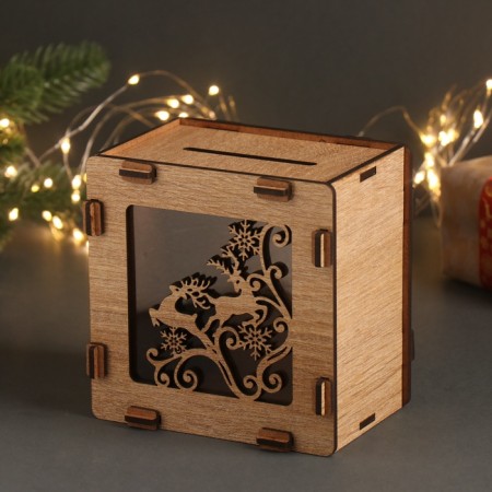 New Year's piggy bank "Deer" 12x12x9 cm-2