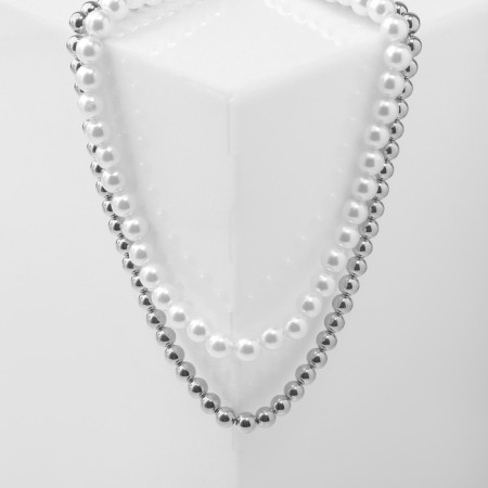 Beads with pearls "Olympia" environment, color silver, 45cm