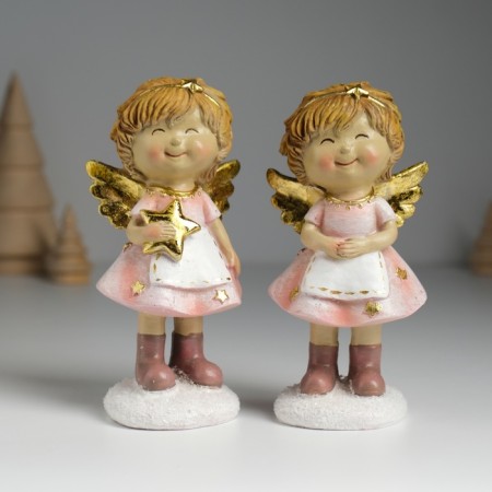 Polystone souvenir "Angel in a pink dress and white apron" MIX 6.5x5x12.5 cm