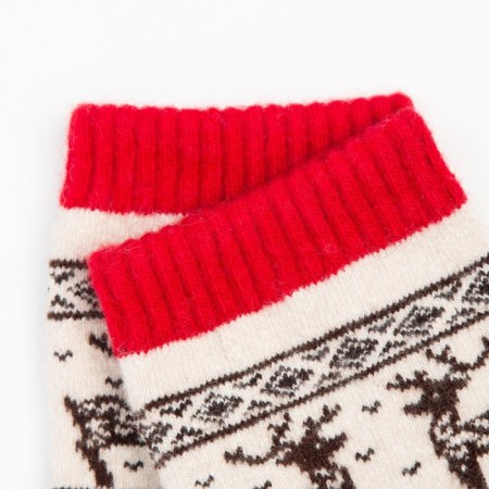 Women's socks made of Mongolian wool with deer, red color, size 23 (34-36)-2
